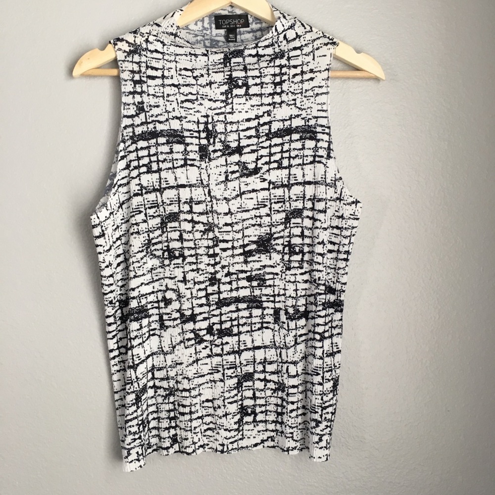 Topshop | Black and White Mock Neck Tank Top